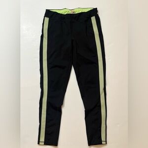 Lucy Active Black Green Stripe Compression Leggings Medium